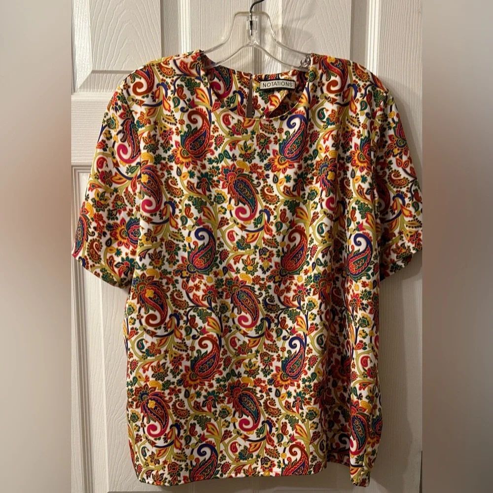 Vintage notations paisley blouse XL